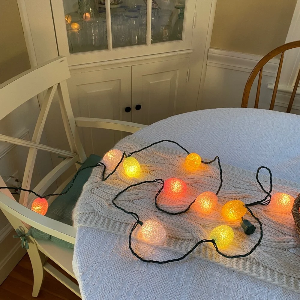 2 lighted colored egg garlands